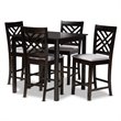 Baxton Studio Contemporary Caron 5-Piece Wood Pub Set in Gray and Espresso