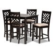 Baxton Studio Contemporary Caron 5-Piece Wood Pub Set in Sand and Espresso
