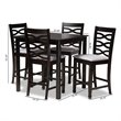 Baxton Studio Contemporary Lanier 5-Piece Wood Pub Set in Gray and Espresso