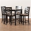 Baxton Studio Contemporary Lanier 5-Piece Wood Pub Set in Sand and Espresso