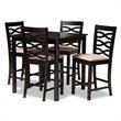 Baxton Studio Contemporary Lanier 5-Piece Wood Pub Set in Sand and Espresso