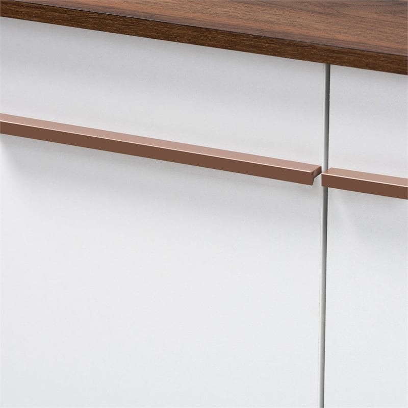 Baxton Studio Mid-Century Mette Wood Shoe Cabinet in White and Walnut
