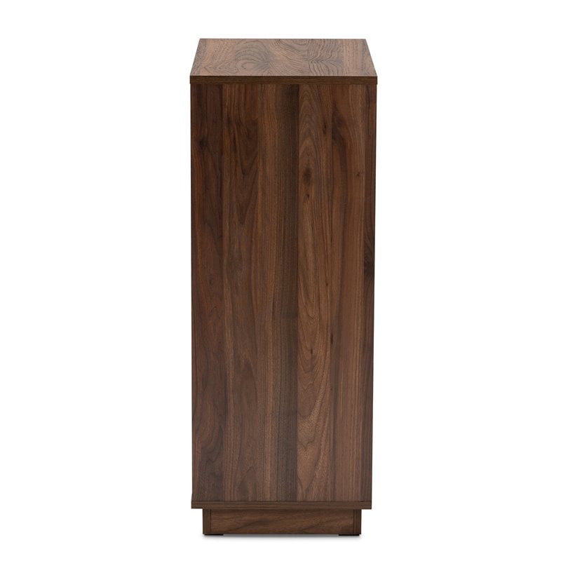 Baxton Studio Mid-Century Mette Wood Shoe Cabinet in White and Walnut