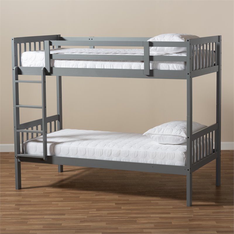 Baxton Studio Jude  and  Grey Finished Wood Twin Size Bunk Bed