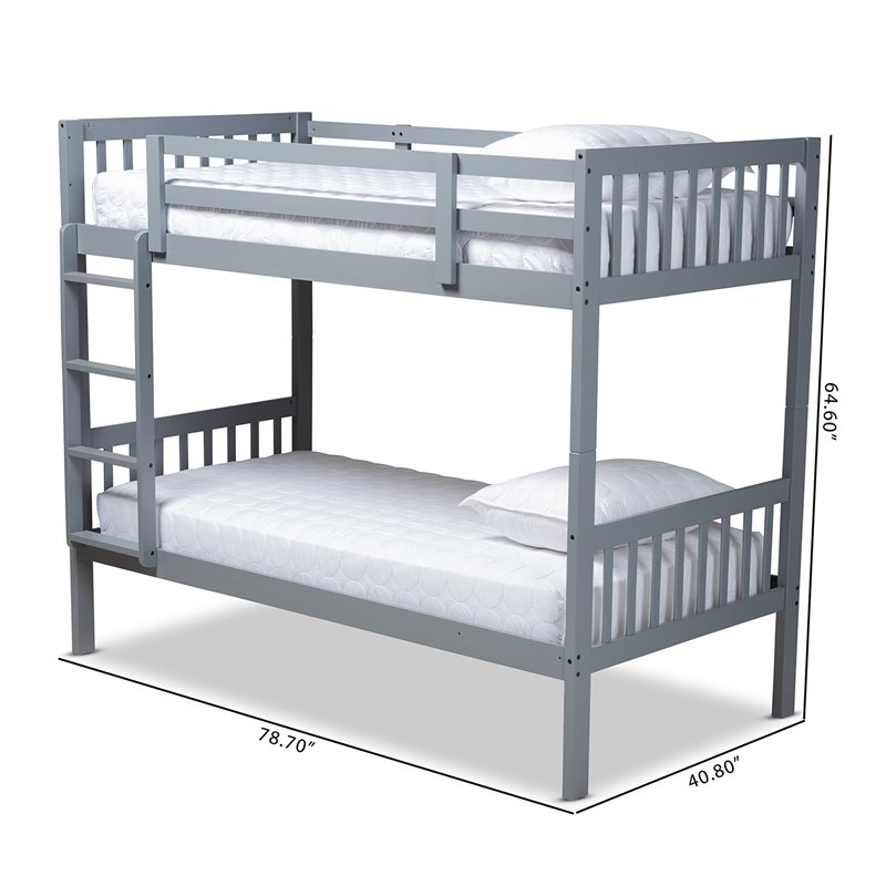 Baxton Studio Jude  and  Grey Finished Wood Twin Size Bunk Bed
