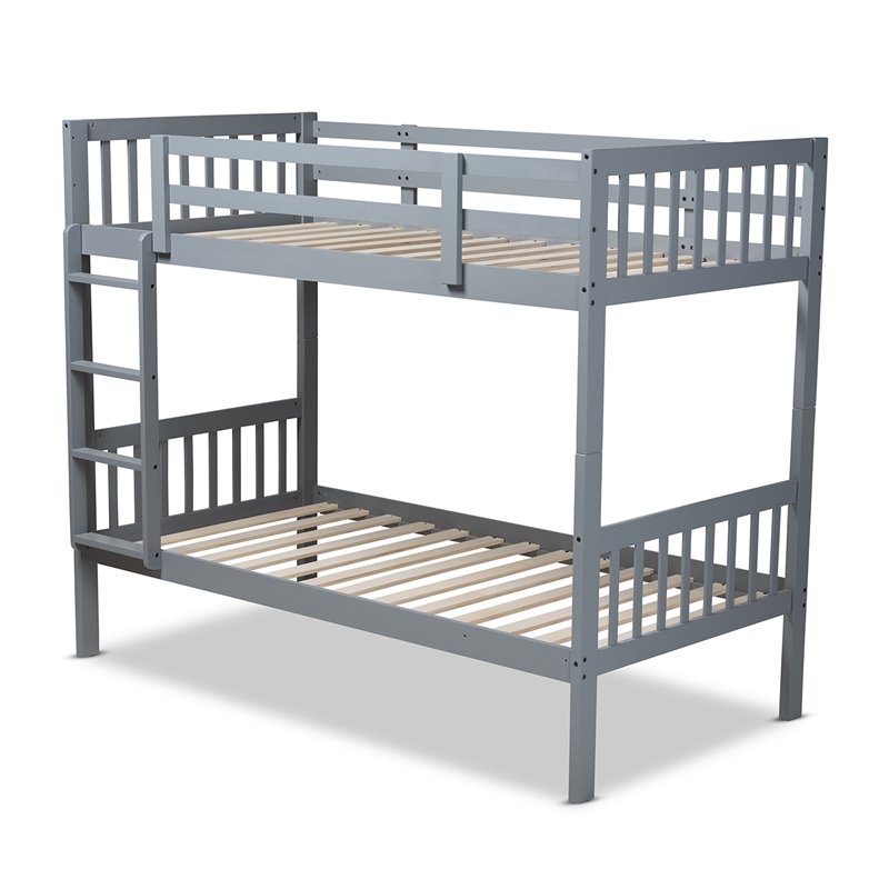 Baxton Studio Jude  and  Grey Finished Wood Twin Size Bunk Bed