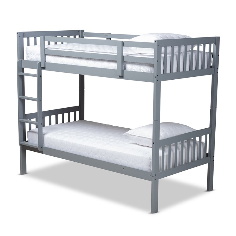 Baxton Studio Jude  and  Grey Finished Wood Twin Size Bunk Bed
