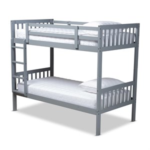 baxton studio jude  and  grey finished wood twin size bunk bed