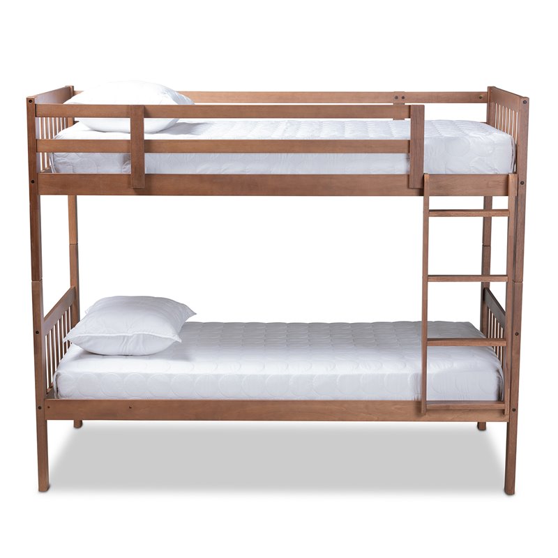Baxton Studio Jude  and  Walnut Brown Finished Wood Twin Size Bunk Bed