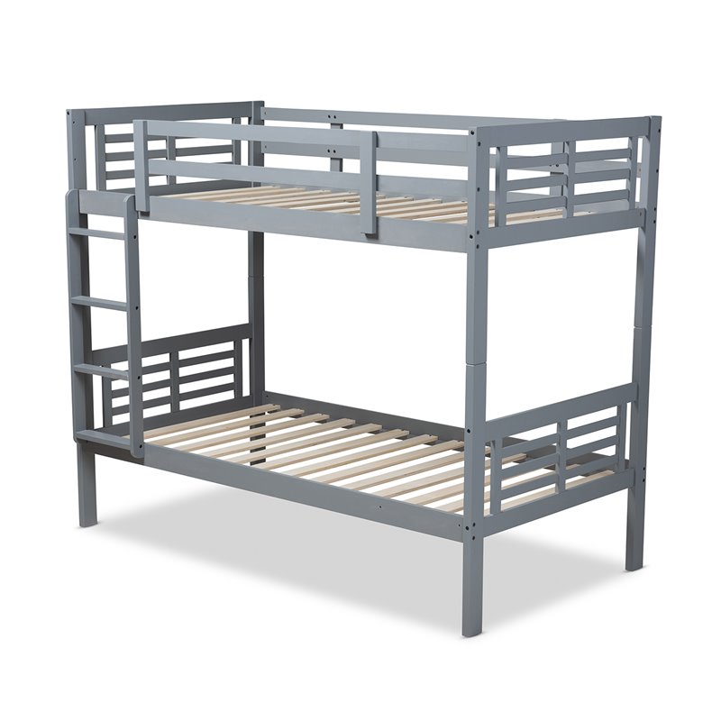 Baxton Studio Liam  and  Grey Finished Wood Twin Size Bunk Bed