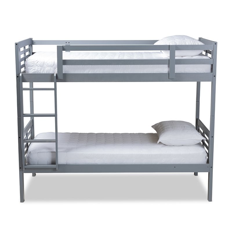 Baxton Studio Liam  and  Grey Finished Wood Twin Size Bunk Bed