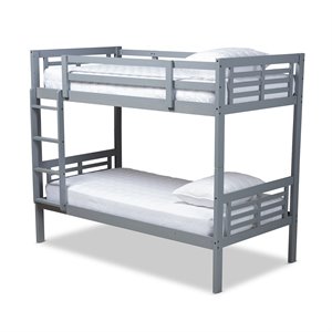 baxton studio liam  and  grey finished wood twin size bunk bed