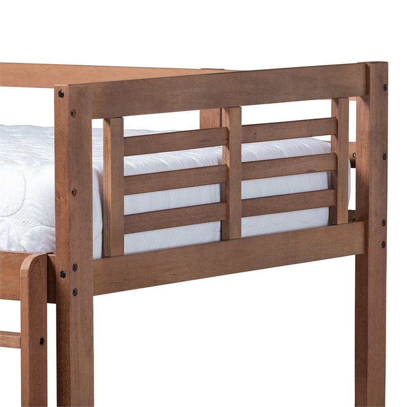 Baxton Studio Liam  and  Walnut Brown Finished Wood Twin Size Bunk Bed