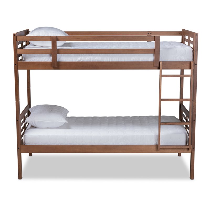 Baxton Studio Liam  and  Walnut Brown Finished Wood Twin Size Bunk Bed
