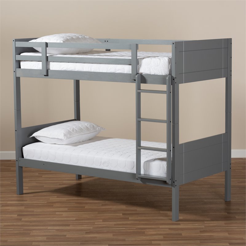 Baxton Studio Elsie  and  Grey Finished Wood Twin Size Bunk Bed