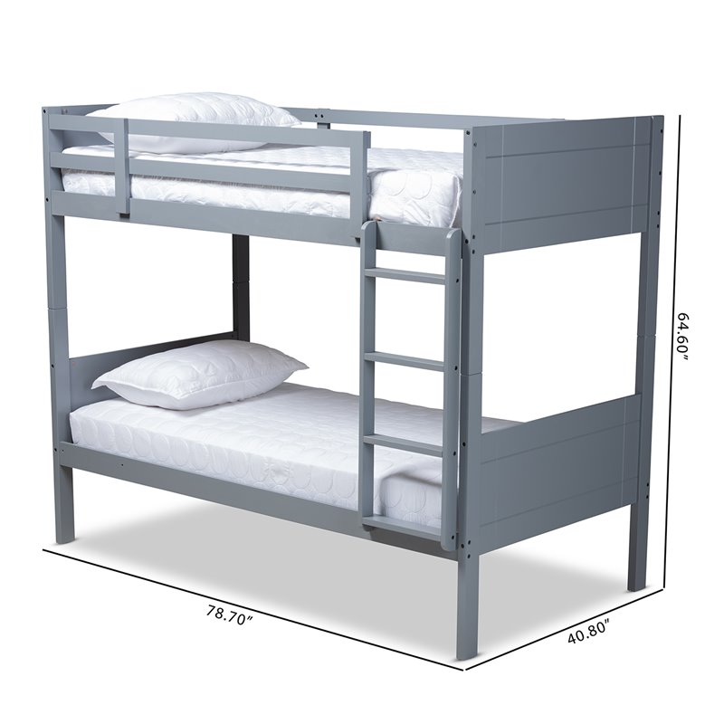 Baxton Studio Elsie  and  Grey Finished Wood Twin Size Bunk Bed
