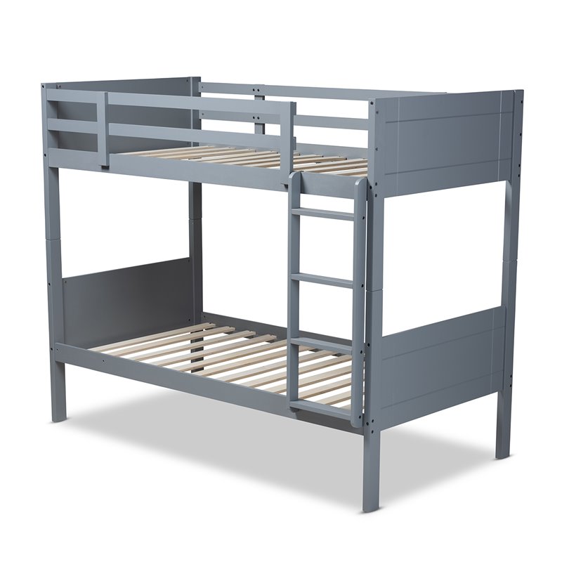 Baxton Studio Elsie  and  Grey Finished Wood Twin Size Bunk Bed