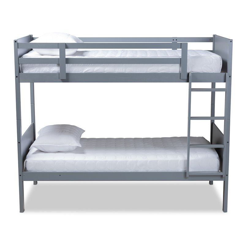 Baxton Studio Elsie  and  Grey Finished Wood Twin Size Bunk Bed