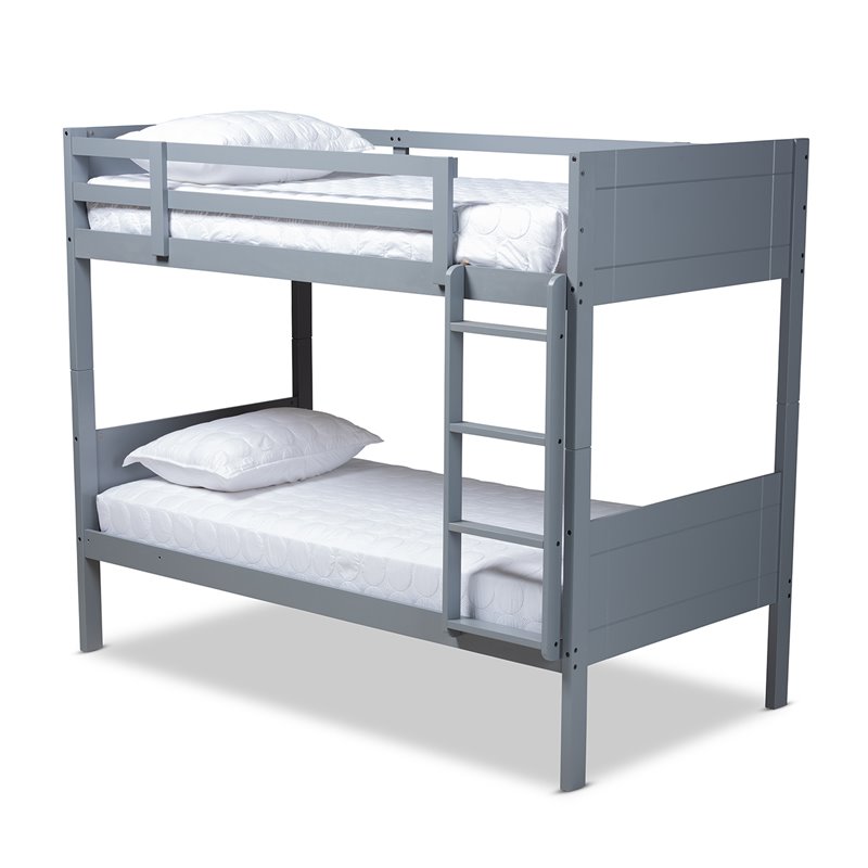 Baxton Studio Elsie  and  Grey Finished Wood Twin Size Bunk Bed