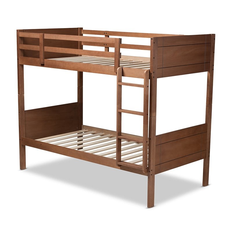 Baxton Studio Elsie Walnut Brown Finished Wood Twin Size Bunk Bed