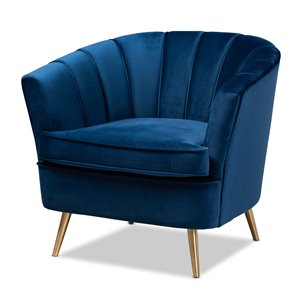 Baxton Studio Emeline Navy Blue Velvet Accent Chair
