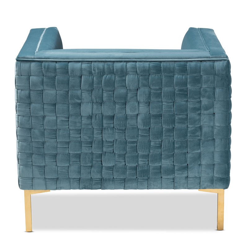 Baxton Studio Seraphin Light Blue Velvet Armchair