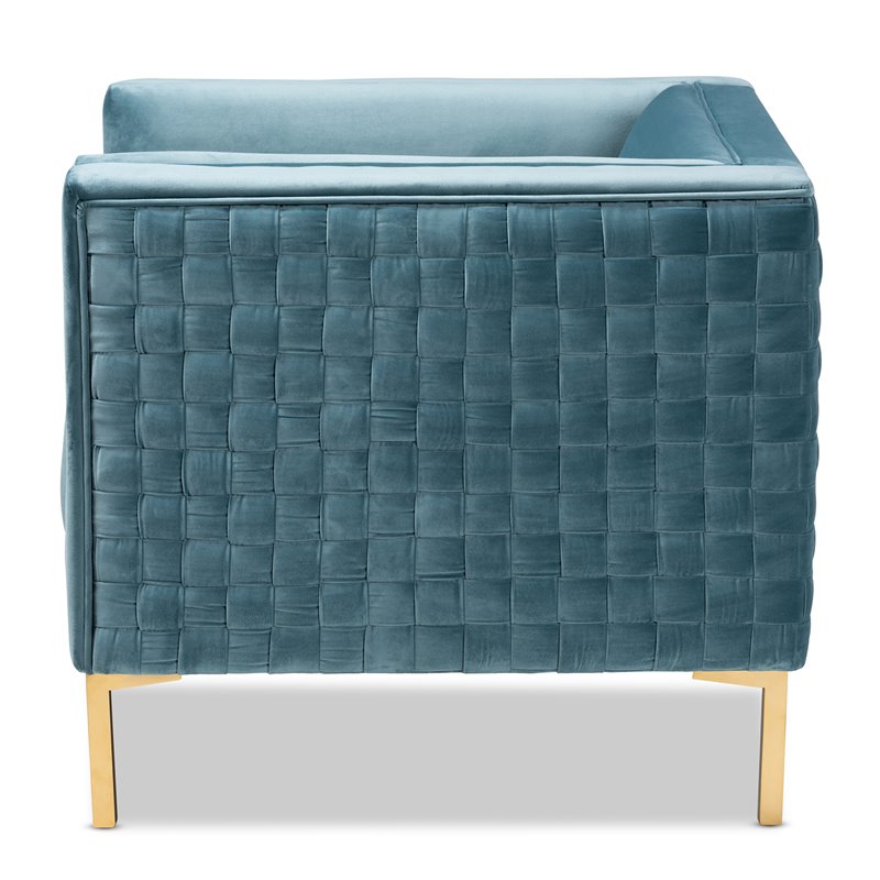 Baxton Studio Seraphin Light Blue Velvet Armchair