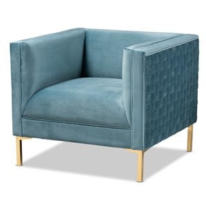 Baxton Studio Seraphin Light Blue Velvet Armchair