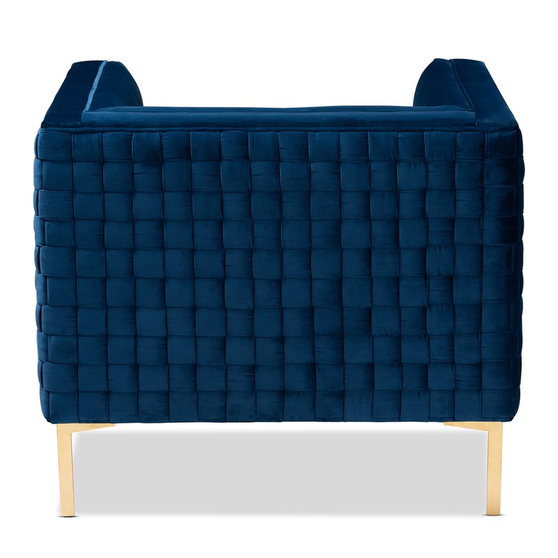 Baxton Studio Seraphin Navy Blue Velvet Gold Finished Armchair