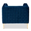 Baxton Studio Seraphin Navy Blue Velvet Gold Finished Armchair