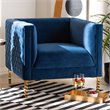 Baxton Studio Seraphin Navy Blue Velvet Gold Finished Armchair