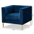 Baxton Studio Seraphin Navy Blue Velvet Gold Finished Armchair