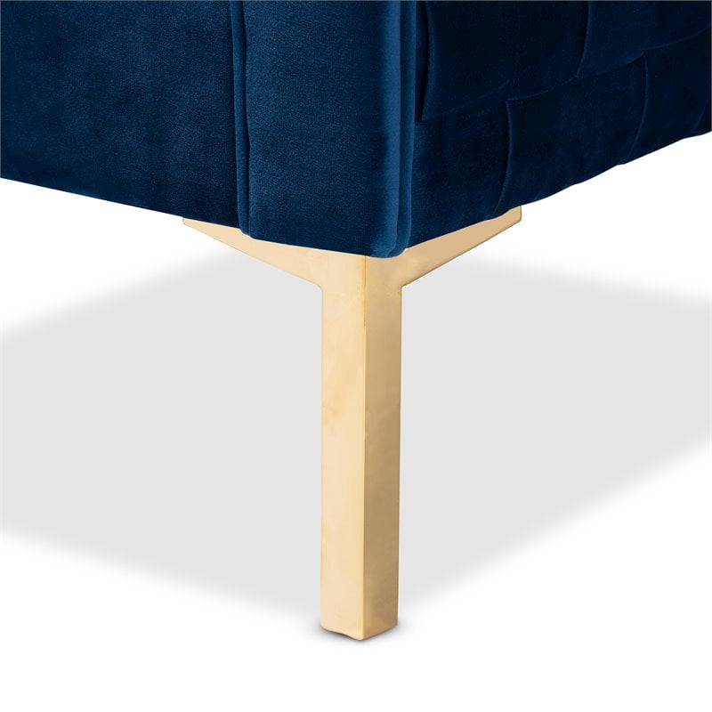 Baxton Studio Seraphin Navy Blue Velvet Gold Finished Armchair