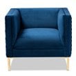 Baxton Studio Seraphin Navy Blue Velvet Gold Finished Armchair