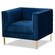 Baxton Studio Seraphin Navy Blue Velvet Gold Finished Armchair