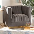 Baxton Studio Aveline Grey Velvet Gold Finished Armchair