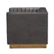 Baxton Studio Aveline Grey Velvet Gold Finished Armchair
