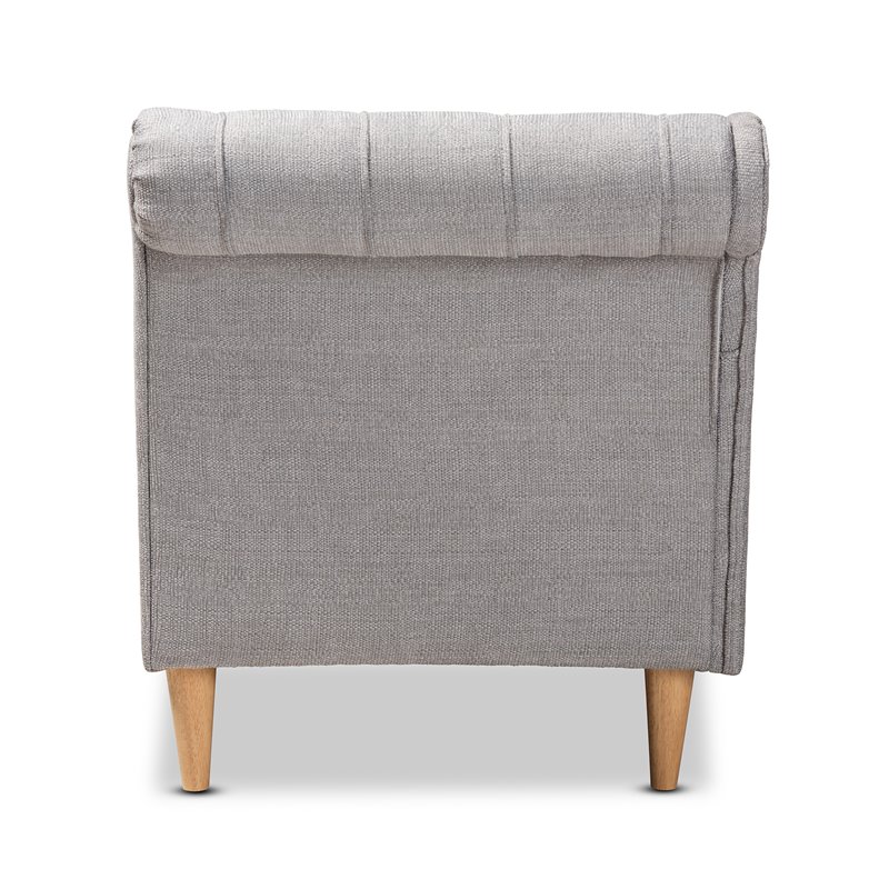 Baxton Studio Emeline  Grey Upholstered Oak Finished Chaise Lounge