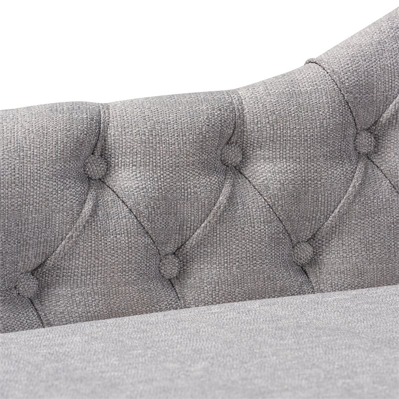 Baxton Studio Emeline  Grey Upholstered Oak Finished Chaise Lounge