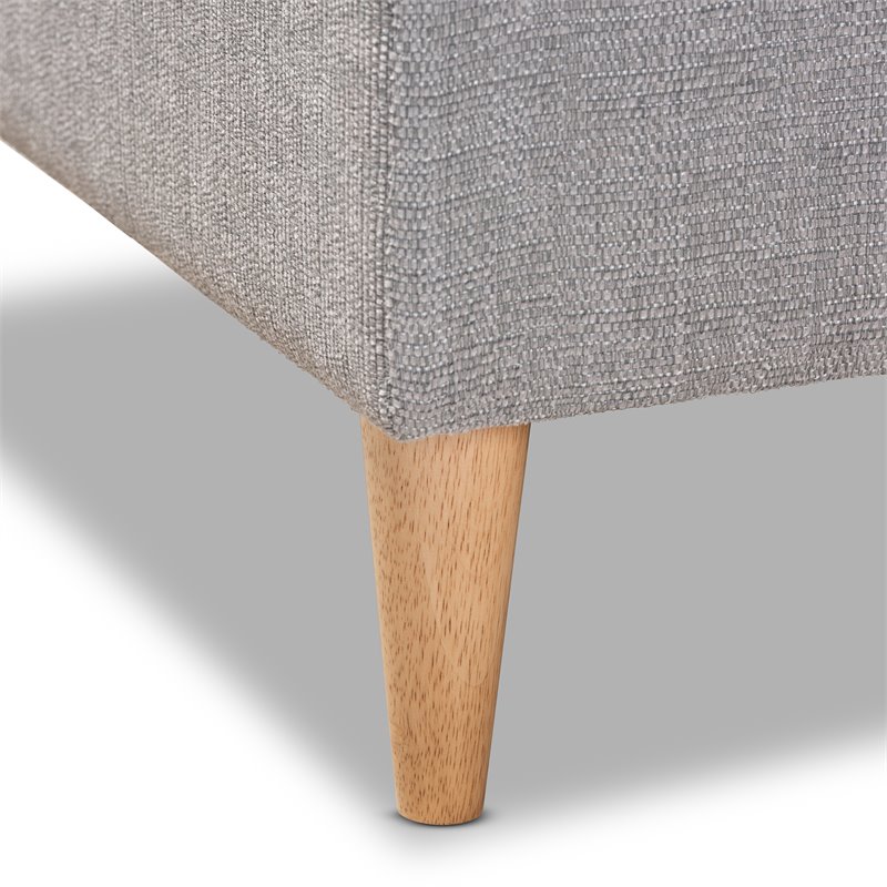 Baxton Studio Emeline  Grey Upholstered Oak Finished Chaise Lounge