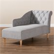 Baxton Studio Emeline  Grey Upholstered Oak Finished Chaise Lounge