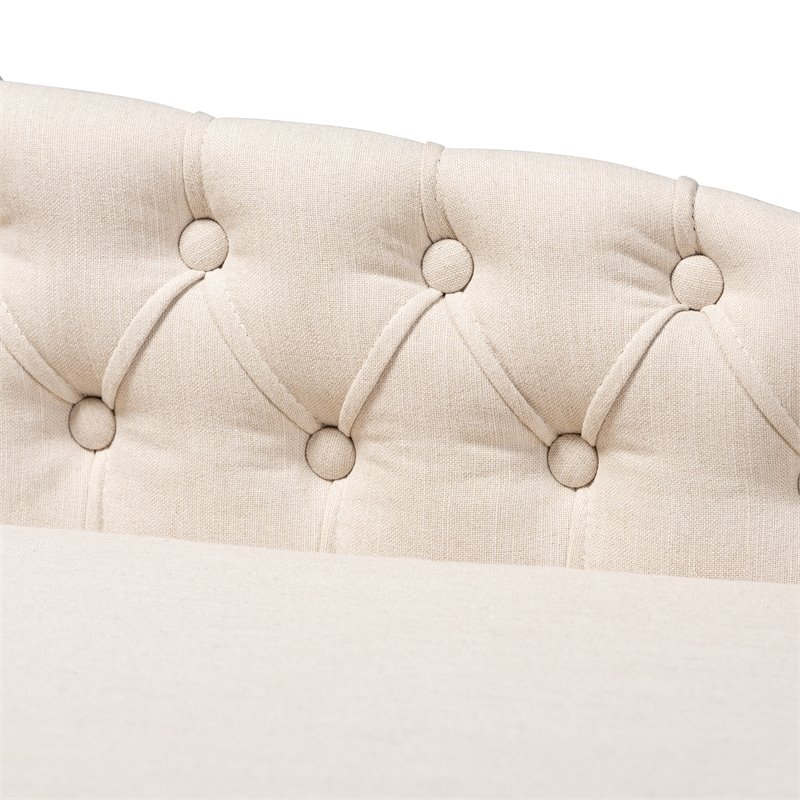 Baxton Studio Florent Beige Upholstered Black Finished Chaise Lounge
