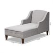 Baxton Studio Leonie Grey Upholstered Brown Finished Chaise Lounge