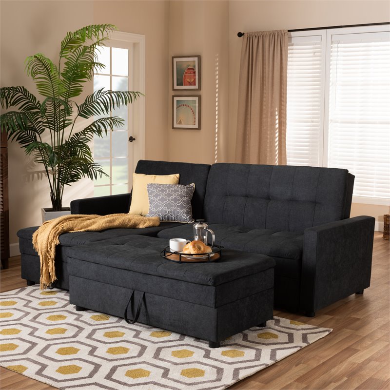Noa Left Facing Convertible Fabric Sectional Sofa With Ottoman Dark Gray 157 21003 9496 Cymx Noa Left Facing Convertible Fabric, Noa Left Facing Storage Sectional Sleeper Sofa With Ottoman