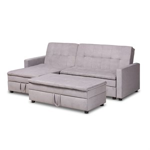 noa left facing convertible fabric sectional sofa with ottoman - light gray