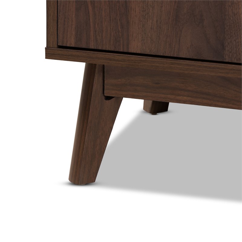 Baxton Studio Mid-Century Lena Wood 70 W TV Stand with Storage in Walnut Brown