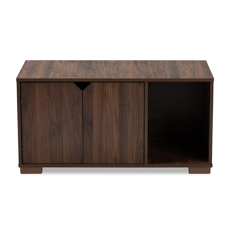 Baxton Studio Jasper Walnut Brown Finished 2-Door Wood Cat House