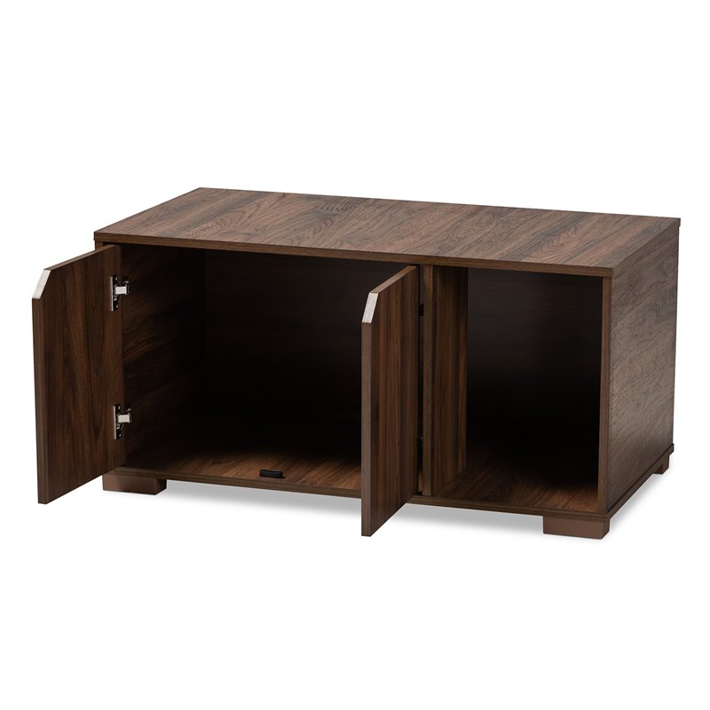 Baxton Studio Jasper Walnut Brown Finished 2-Door Wood Cat House