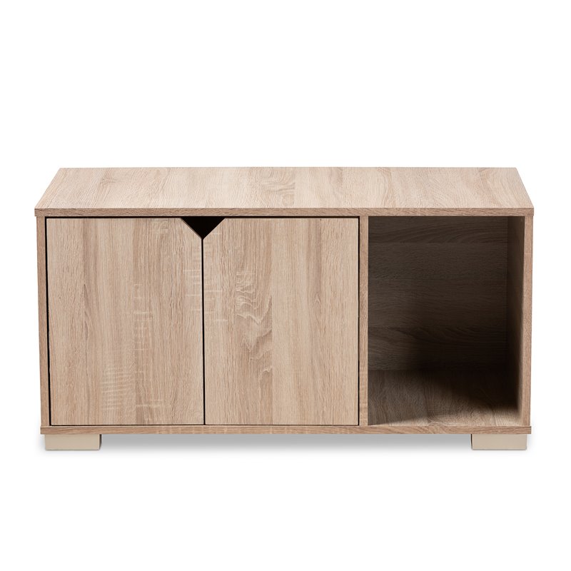 Baxton Studio Jasper Oak Finished 2-Door Wood Cat House