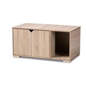 Baxton Studio Jasper Oak Finished 2-Door Wood Cat House